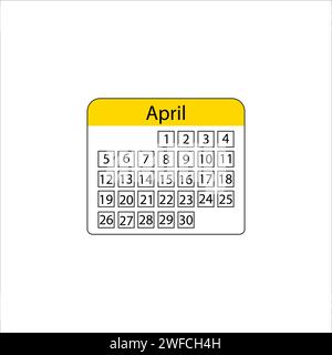 April-Kalender. Moderne Layoutvorlage für Druckdesign. Vektorabbildung. Rohbild. EPS 10. Stock Vektor