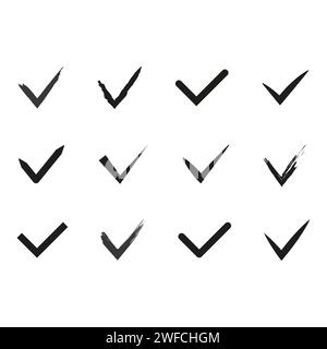 Häkchen-Symbole gesetzt. Vektorabbildung. Rohbild. EPS 10. Stock Vektor