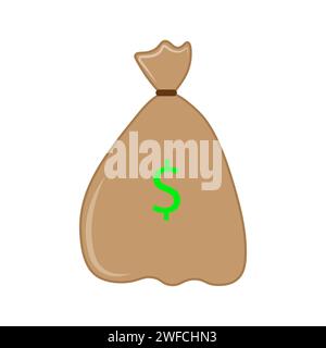 Amerikanische Tasche mit Dollars für Webdesign. Dollarrechnung. Business-Symbol. Vektorabbildung. Rohbild. EPS 10. Stock Vektor