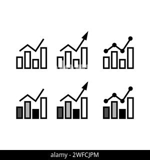 Schwarze Diagrammsymbole gesetzt. Grafikelement. Business-Konzept für Informationsschilder. Wachstumsdiagramm. Vektorabbildung. Rohbild. EPS 10. Stock Vektor