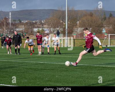 West Dunbartonshire, Schottland, Vereinigtes Königreich. 27. Januar 2024: Das Corn na Mac Leinn Halbfinale zwischen Glasgow University und Liverpool Hope. Stockfoto