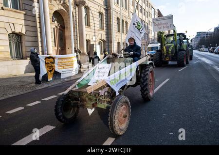 Demonstration von Landwirten, Klima- und Tierschützern unter dem Motto Wir haben es satt für eine Wende in der Agrarpolitik. Auch Landwirte mit ihren Traktoren beteiligten sich an der Demonstration. / Demonstration von Landwirten, Klima- und Tierschutzaktivisten unter dem Motto Wir haben die Nase voll von einem Wandel in der Agrarpolitik. Auch die Landwirte nahmen an der Demonstration mit ihren Traktoren Teil. Schnappschuss-Fotografie/K.M.Krause *** Demonstration von Landwirten, Klima- und Tierschutzaktivisten unter dem Motto Wir haben es satt, eine Änderung in der Agrarpolitik zu ändern Stockfoto