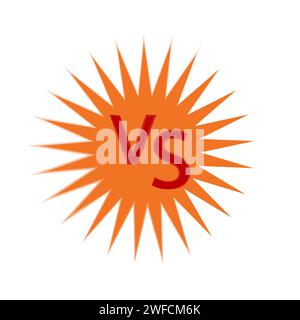 Versus Symbol. Orangefarbener abstrakter Rahmen. V-Zeichen. Kreatives Logo. Cartoon-Element. Vektorabbildung. Rohbild. EPS 10. Stock Vektor