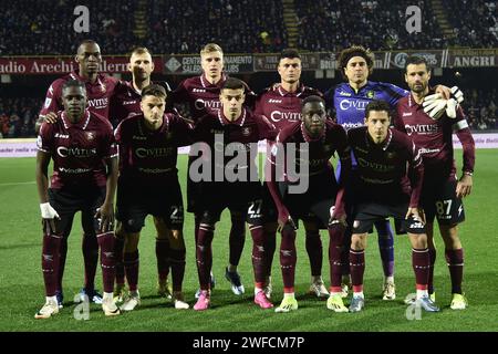 Salerno, Italien. Januar 2024. Die Bildung von Salernitanduring the Serie A Match zwischen US Salernitan 1919 gegen AS Roma im Arechi Stadium am 29. Januar 2024 in Salerno, italien Endpunktzahl 1-2 (Credit Image: © Agostino Gemito/Pacific Press via ZUMA Press Wire) NUR REDAKTIONELLE VERWENDUNG! Nicht für kommerzielle ZWECKE! Stockfoto