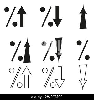 Pfeil nach oben nach unten. Prozentzeichen. Vektorabbildung. Rohbild. EPS 10. Stock Vektor
