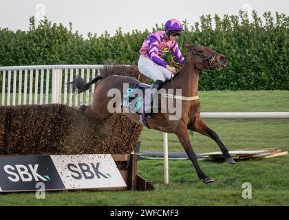 Invictus gewinnt am 27. Januar 2024 für Chris Gordon und Freddie gordon die Great Yorkshire Handicap Chase (Premier Handicap) in Doncaster Stockfoto