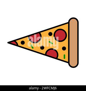 Pizza in flachem Stil. Illustration zu Lebensmitteln. Zeichentricksymbol. Vektorabbildung. Rohbild. EPS 10. Stock Vektor