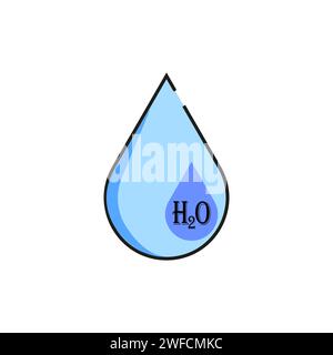 Symbol mit blauem Tropfen h2o. Sauberes Wasser. Natürlicher Hintergrund. Vektorabbildung. Rohbild. EPS 10. Stock Vektor