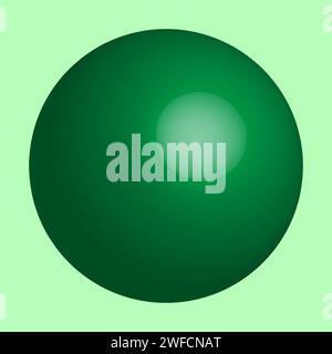 Moderne abstrakte Ikone mit grüner 3D-Kugel. Lupe. Vektorabbildung. Rohbild. EPS 10. Stock Vektor