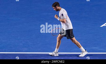 Rafael NADAL (ESP) gegen Cameron NORRIE (GBR) während ihres Singles Final Matches des Abierto Mexicano Telcel Presentado por HSBC in der Arena GNP Seguros am 26. Februar 2022 in Acapulco, Mexiko. Foto von Victor Fraile / Power Sport Images Stockfoto