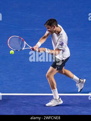 Rafael NADAL (ESP) gegen Cameron NORRIE (GBR) während ihres Singles Final Matches des Abierto Mexicano Telcel Presentado por HSBC in der Arena GNP Seguros am 26. Februar 2022 in Acapulco, Mexiko. Foto von Victor Fraile / Power Sport Images Stockfoto