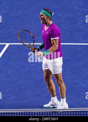 Rafael NADAL (ESP) gegen Cameron NORRIE (GBR) während ihres Singles Final Matches des Abierto Mexicano Telcel Presentado por HSBC in der Arena GNP Seguros am 26. Februar 2022 in Acapulco, Mexiko. Foto von Victor Fraile / Power Sport Images Stockfoto