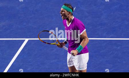 Rafael NADAL (ESP) gegen Cameron NORRIE (GBR) während ihres Singles Final Matches des Abierto Mexicano Telcel Presentado por HSBC in der Arena GNP Seguros am 26. Februar 2022 in Acapulco, Mexiko. Foto von Victor Fraile / Power Sport Images Stockfoto