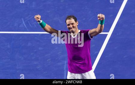 Rafael NADAL (ESP) gegen Cameron NORRIE (GBR) während ihres Singles Final Matches des Abierto Mexicano Telcel Presentado por HSBC in der Arena GNP Seguros am 26. Februar 2022 in Acapulco, Mexiko. Foto von Victor Fraile / Power Sport Images Stockfoto