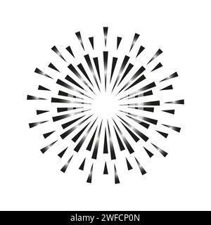 Kritzelstrahlen aus Dreiecken. Geometrische Kunst. Runde Form. Vektorabbildung. Rohbild. EPS 10. Stock Vektor