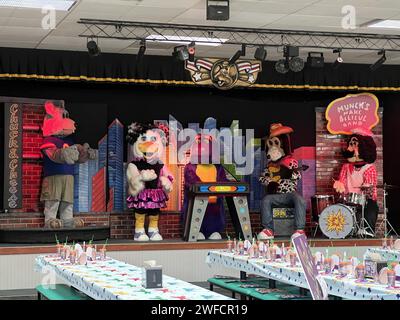 Animatronic-Band am Standort Chuck E Cheese in Dublin, Kalifornien, 11. August 2023. Stockfoto