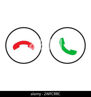 Telefonhörer grün rot. Konzept für Mobilgeräte. Geschäftskreis. Anrufsymbol. Web-ui-Design. Vektorabbildung. Rohbild. EPS 10. Stock Vektor