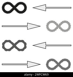 Pfeile und Zeichen unendlich. Konstruktionselement. Geometrische Kreisform. Vektorabbildung. Rohbild. EPS 10. Stock Vektor