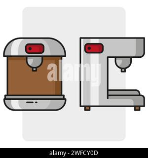 Vintage-Kaffeemaschine. Cartoon-Kaffeemaschine. Vektorabbildung. Rohbild. EPS 10. Stock Vektor