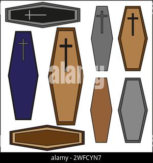 Särge in flachem Stil. Vektorabbildung. Rohbild. EPS 10. Stock Vektor