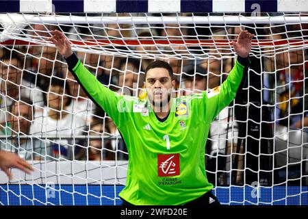 Handball, EHF-Europameisterschaft der Männer Finale Lanxess-Arena in Köln 28.01.2024 Samir BELLAHCENE (FRA) Foto : Norbert Schmidt, Düsseldorf Stockfoto