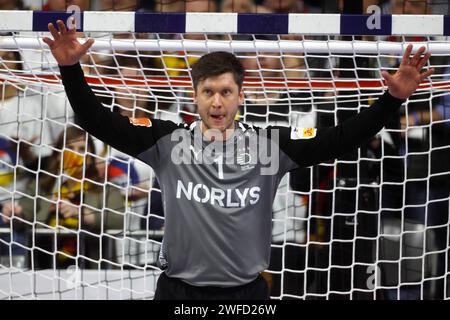 Handball, EHF-Europameisterschaft der Männer Finale Lanxess-Arena in Köln 28.01.2024 Niklas LANDIN (DEN) Foto : Norbert Schmidt, Düsseldorf Stockfoto