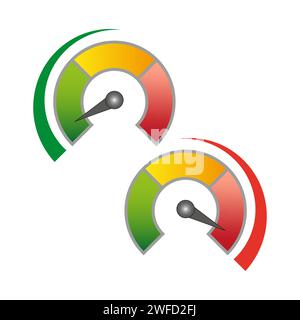 Farbtachometer. Fortschrittsbalken. Hohe Geschwindigkeit. Vektorabbildung. EPS 10. Stock Vektor