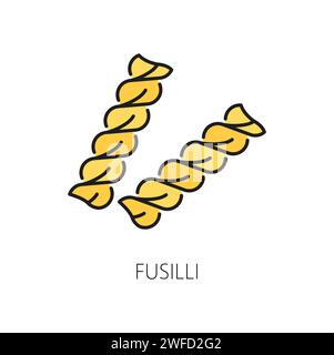 Fusilli spiralförmige Nudeln, traditionelles italienisches Essen aus Weizenmehl. Vector hausgemachte Fusilli-Pasta, italienische Küche, Ikone Stock Vektor