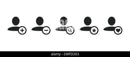 Plus Minus-Symbol für Menschen. Business, Symbolgruppe. Plus Minus Herren-Symbol. Vektorabbildung. Rohbild. EPS 10. Stock Vektor