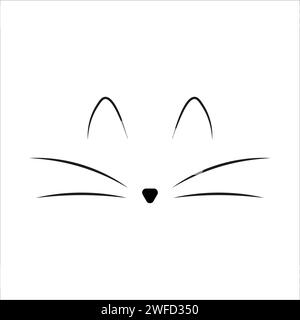 Kritzele Katzenschnurrbart-Symbol. Flächensymbol. Kontursymbol. Vektorabbildung. Rohbild. EPS 10. Stock Vektor