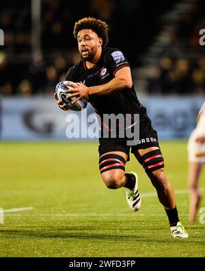 LONDON, VEREINIGTES KÖNIGREICH. Januar 2024. Andy Christie von Saracens in Aktion während Saracens vs Exeter Chiefs Gallagher Premiership Rugby R10 bei StoneX Stockfoto