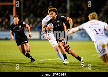 LONDON, VEREINIGTES KÖNIGREICH. Januar 2024. Andy Christie von Saracens in Aktion während Saracens vs Exeter Chiefs Gallagher Premiership Rugby R10 bei StoneX Stockfoto