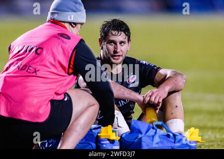 LONDON, VEREINIGTES KÖNIGREICH. Januar 2024. Juan Martin Gonzalez von Saracens während Saracens vs Exeter Chiefs Gallagher Premiership Rugby R10 in StoneX St Stockfoto