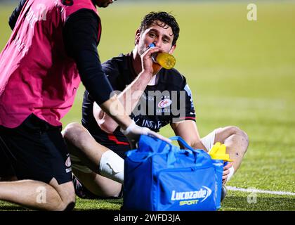 LONDON, VEREINIGTES KÖNIGREICH. Januar 2024. Juan Martin Gonzalez von Saracens während Saracens vs Exeter Chiefs Gallagher Premiership Rugby R10 in StoneX St Stockfoto