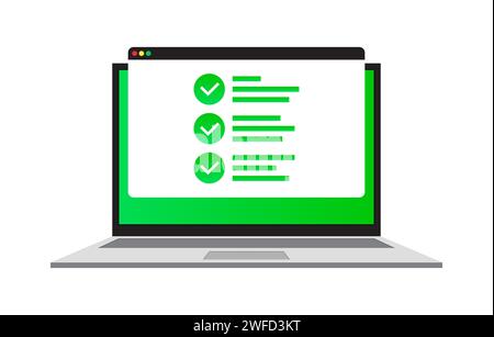 Genehmigung des Laptopbildschirms. Vektorabbildung. Rohbild. EPS 10. Stock Vektor