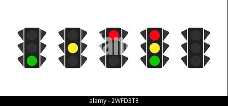 Verschiedene Ampeln. Vektorabbildung. Rohbild. EPS 10. Stock Vektor