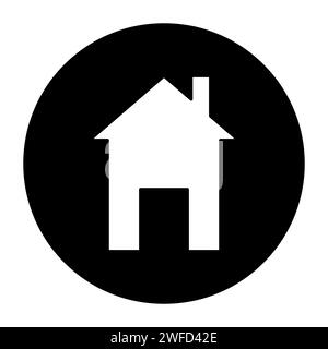 Symbol für die Home-Silhouette. Schwarzer Kreis. Schaltfläche Homepage. Haussymbol. Isoliertes Objekt. Vektorabbildung. Rohbild. EPS 10. Stock Vektor