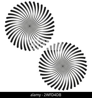 Schwarze Kreisstrahlen. Schwarzer Hintergrund. Abstrakte geometrische runde Form. Grafikelement. Vektorabbildung. EPS 10. Stock Vektor