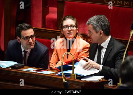 Paris, Frankreich. 30. Januar 2024. Vor der allgemeinen politischen Erklärung von Premierminister Attal in der Nationalversammlung in Paris, Frankreich, am 30. Januar 2024. Foto: Firas Abdullah/ABACAPRESS.COM Credit: Abaca Press/Alamy Live News Stockfoto