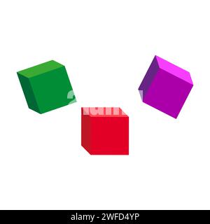 Farbige Würfel. Konstruktionselement, Clipart. Farbkonzept. Vektorabbildung. EPS 10. Stock Vektor