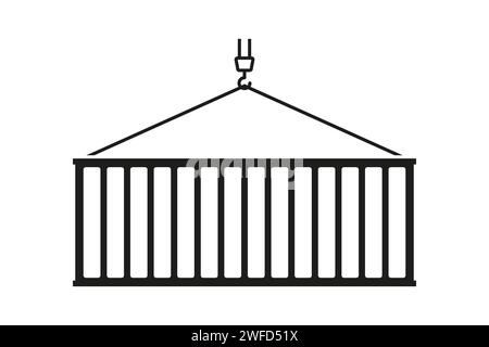 Symbol für Container auf Kran. Geschäftskonzept. Illustration des flachen Vektors. Rohbild. EPS 10. Stock Vektor