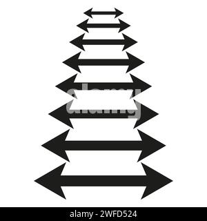 Symbol mit schwarzen doppelseitigen Pfeilen. Vektorabbildung. EPS 10. Stock Vektor