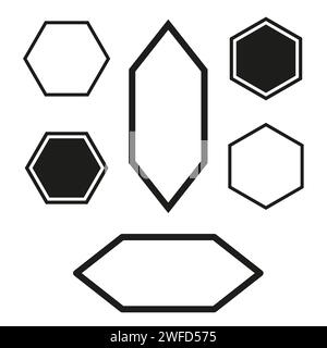 Sechseckig in modernem Stil. Diagrammkonzept. Kantenrahmen. Vektorabbildung. Rohbild. EPS 10. Stock Vektor