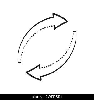 Zwei kreisförmige Pfeile schwarz. Symbol „Neu laden“. Vektorabbildung. EPS 10. Stock Vektor