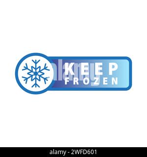 Das Etikett gefroren aufbewahren. Lagerung im Kühl- und Gefrierschrank. Aufkleber mit Schneeflocke und Thermometer. Bewahren Sie gefrorene Abzeichen für das Produkt auf. Vektorabbildung. E Stock Vektor