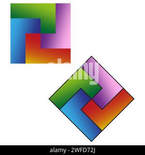 Farbige holografische Quadrate. Verlaufender Hintergrund. Vektorabbildung. EPS 10. Stock Vektor