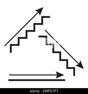 Symbol für flache Treppen mit Pfeilen für Konzeptdesign. Geschäftserfolg. Vektorabbildung. EPS 10. Stock Vektor