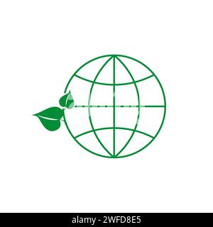 Green Earth Planet Concept, icon, World ecology, Nature Global Protect, Logo Eco Environment, Globus mit Blättern. Vektorabbildung. Rohbild. EPS Stock Vektor