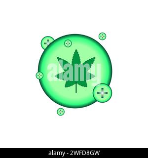 Kreatives Cannabisblatt-Vektor-Logo-Symbol. Vorlage für CBD Cannabidiol. Vektorabbildung. EPS 10. Stock Vektor