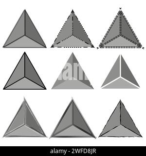 Volumetrische Dreiecke im Hipster-Stil. Rautendreieck. Geometrische Form. Vektorabbildung. EPS 10. Stock Vektor